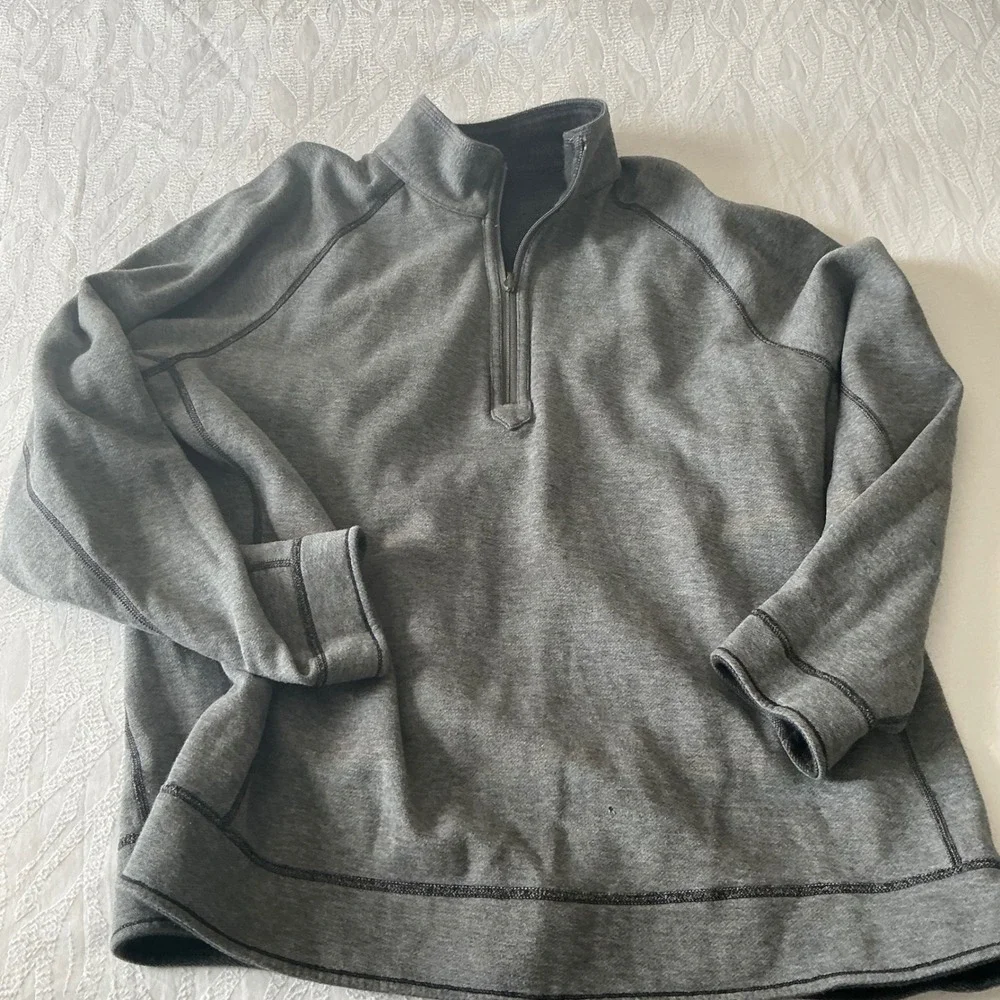 Tommy Bahama Jeans Quarter Zip Pullover Sweater Gray Mens‎ Casual